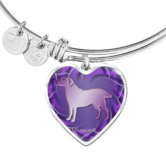 Purple Labrador Silhouette Heart Bangle Bracelet D17 - Dufauna - Topfauna
