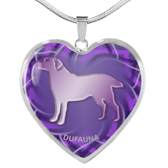 Purple Labrador Silhouette Heart Necklace D17 - Dufauna - Topfauna