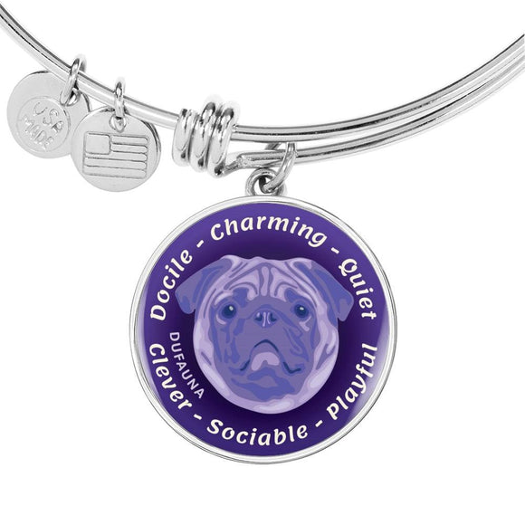 Purple Pug Characteristics Bangle Bracelet D20 - Dufauna - Topfauna