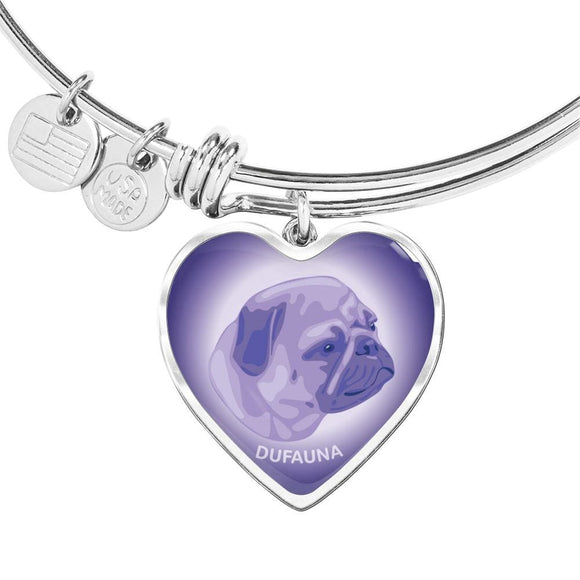 Purple Pug Profile Heart Bangle Bracelet D12 - Dufauna - Topfauna