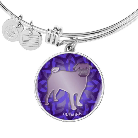 Purple Pug Silhouette Bangle Bracelet D18 - Dufauna - Topfauna
