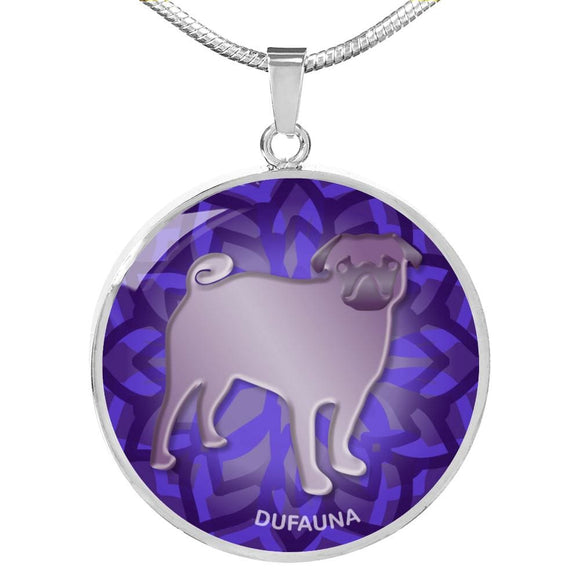 Purple Pug Silhouette Necklace D18 - Dufauna - Topfauna