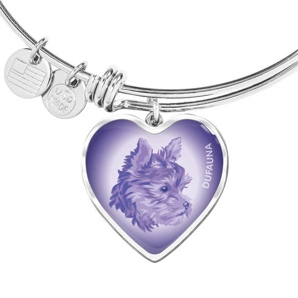 Purple Yorkie Profile Heart Bangle Bracelet D12 - Dufauna - Topfauna