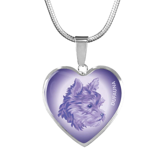 Purple Yorkie Profile Heart Necklace D12 - Dufauna - Topfauna