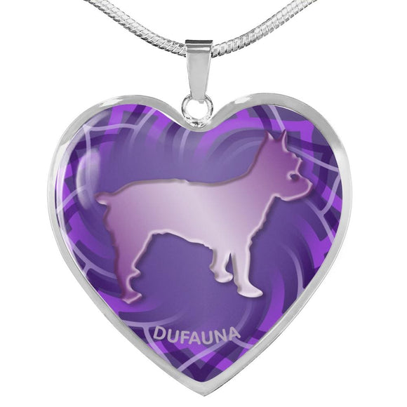 Purple Yorkie Silhouette Heart Necklace D17 - Dufauna - Topfauna