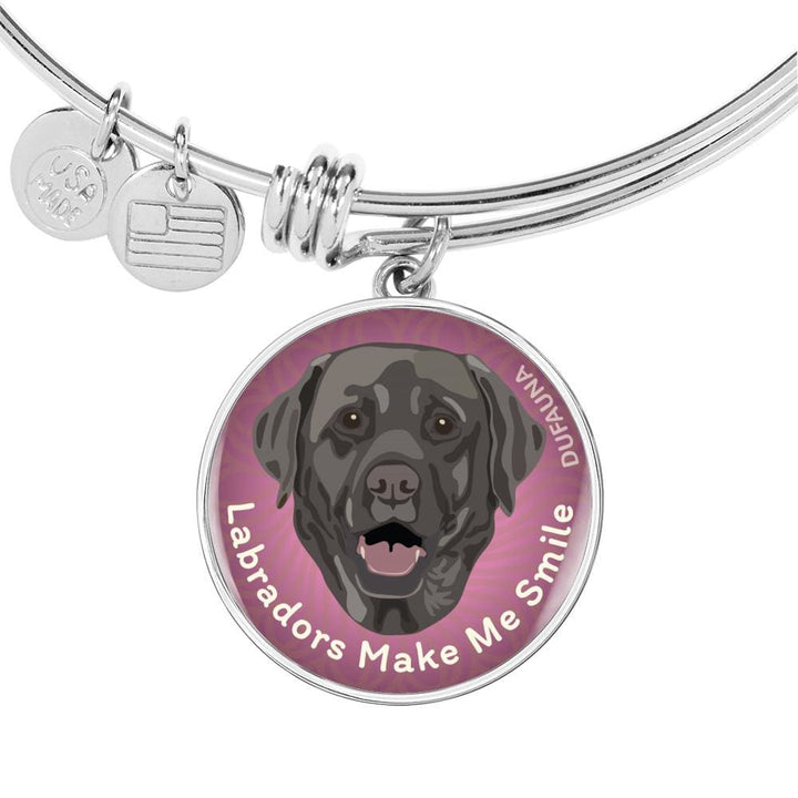 Purple/black Coat Labradors Make Me Smile Bangle Bracelet D19 - Dufauna - Topfauna