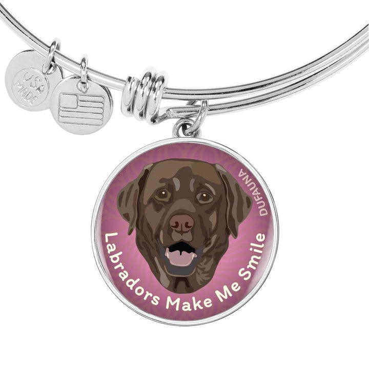 Purple/chocolate Coat Labradors Make Me Smile Bangle Bracelet D19 - Dufauna - Topfauna