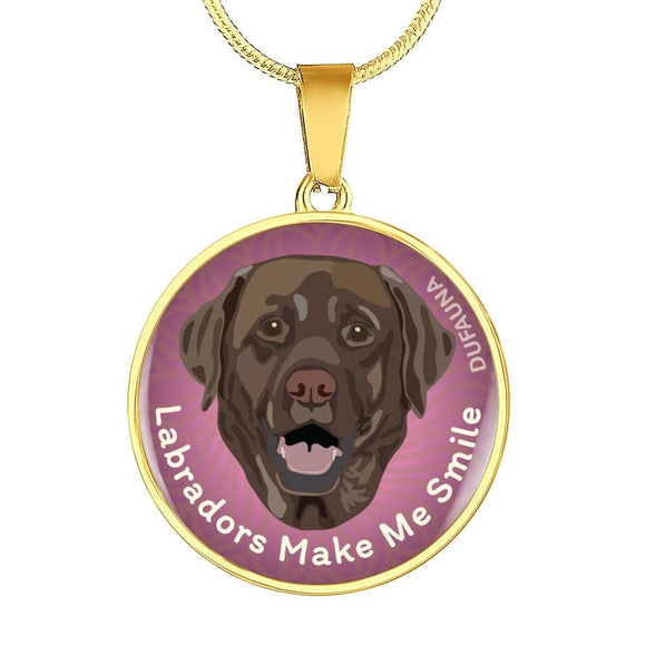 Purple/chocolate Coat Labradors Make Me Smile Necklace D19 - Dufauna - Topfauna