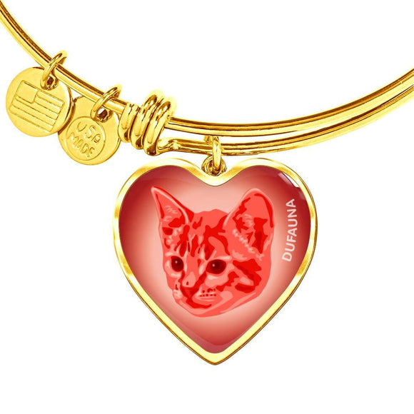 Red Cat Profile Heart Bangle Bracelet D12 - Dufauna - Topfauna