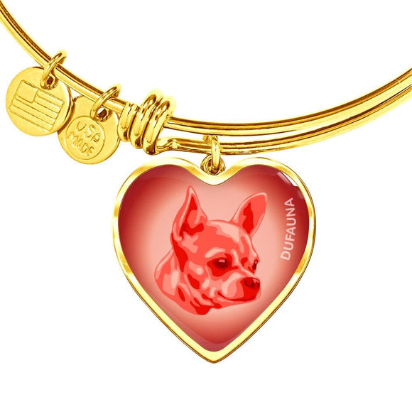 Red Chihuahua Profile Heart Bangle Bracelet D12 - Dufauna - Topfauna