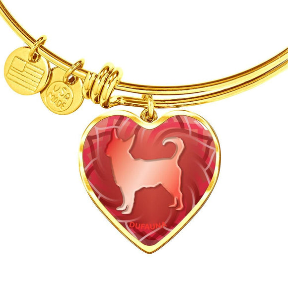Red Chihuahua Silhouette Heart Bangle Bracelet D17 - Dufauna - Topfauna