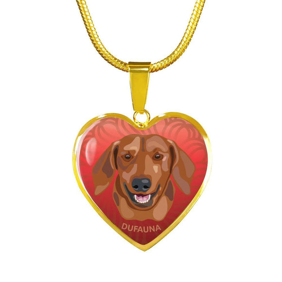 Red Coat Dachshund Red Heart Necklace D13 - Dufauna - Topfauna