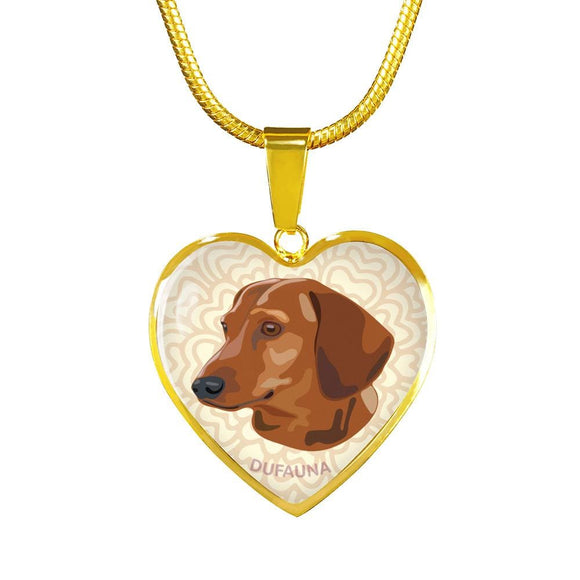 Red Coat Dachshund Ivory White Heart Necklace D15 - Dufauna - Topfauna