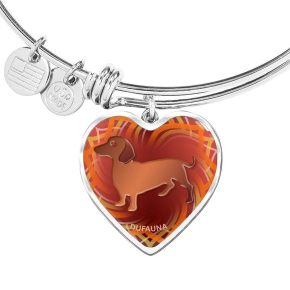 Red Coat Dachshund Silhouette Heart Bangle Bracelet D17 - Dufauna - Topfauna