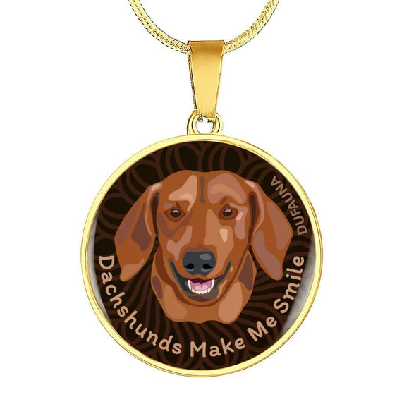 Red Coat Dachshunds Make Me Smile Black Necklace D19 - Dufauna - Topfauna