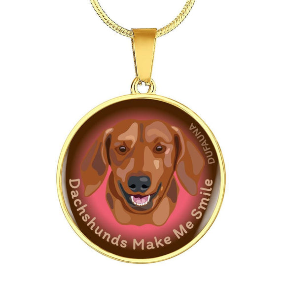 Red Coat Dachshunds Make Me Smile Pink/brown Necklace D19 - Dufauna - Topfauna