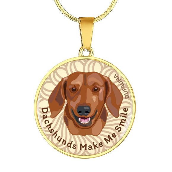 Red Coat Dachshunds Make Me Smile White Necklace D19 - Dufauna - Topfauna