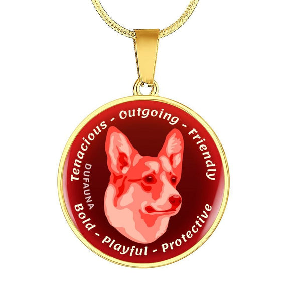Red Corgi Characteristics Necklace D20 - Dufauna - Topfauna