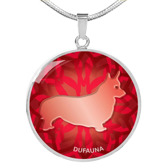 Red Corgi Silhouette Necklace D18 - Dufauna - Topfauna