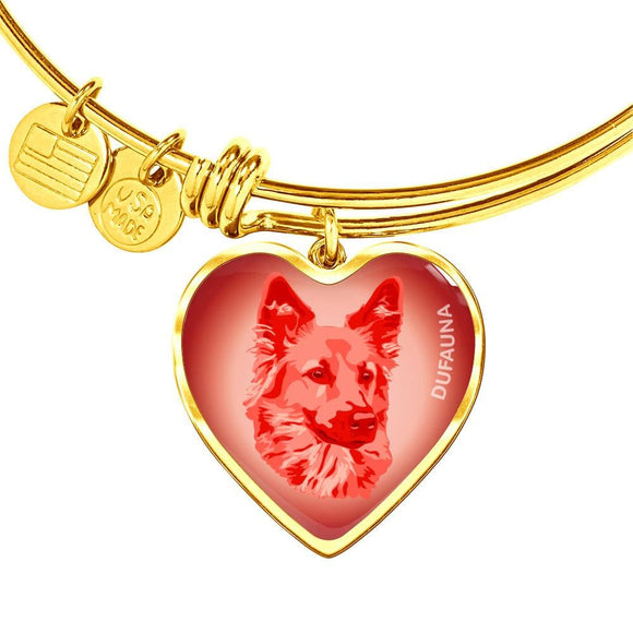 Red Dog Profile Heart Bangle Bracelet D12 - Dufauna - Topfauna