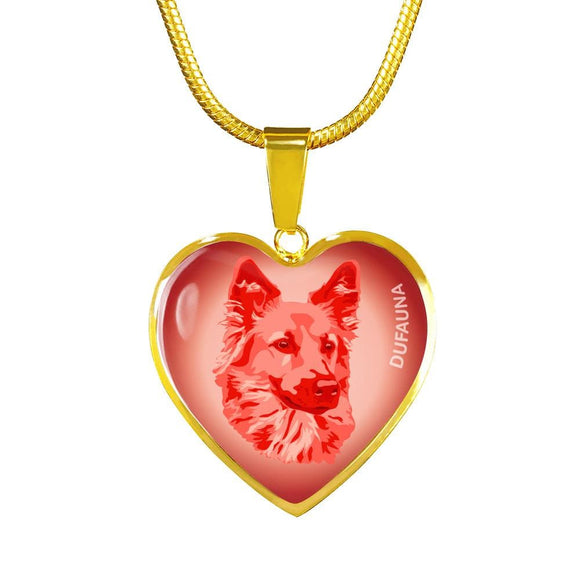 Red Dog Profile Heart Necklace D12 - Dufauna - Topfauna