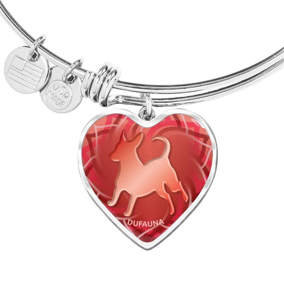 Red Dog Silhouette Heart Bangle Bracelet D17 - Dufauna - Topfauna