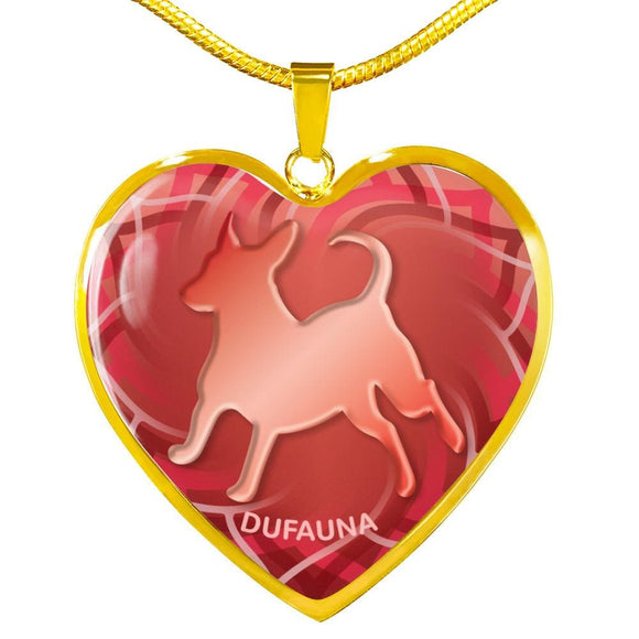 Red Dog Silhouette Heart Necklace D17 - Dufauna - Topfauna