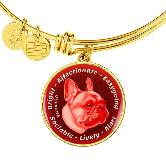 Red French Bulldog Characteristics Bangle Bracelet D20 - Dufauna - Topfauna