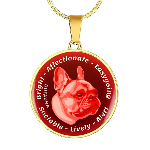 Red French Bulldog Characteristics Necklace D20 - Dufauna - Topfauna