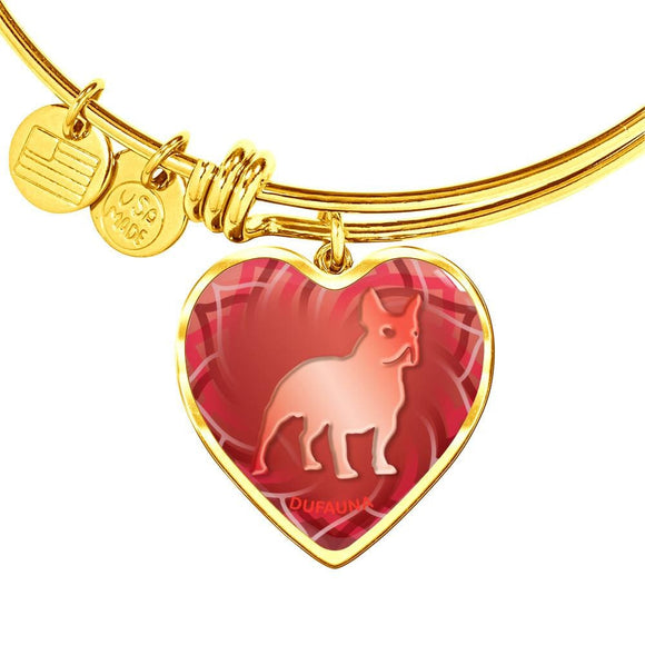 Red French Bulldog Silhouette Heart Bangle Bracelet D17 - Dufauna - Topfauna