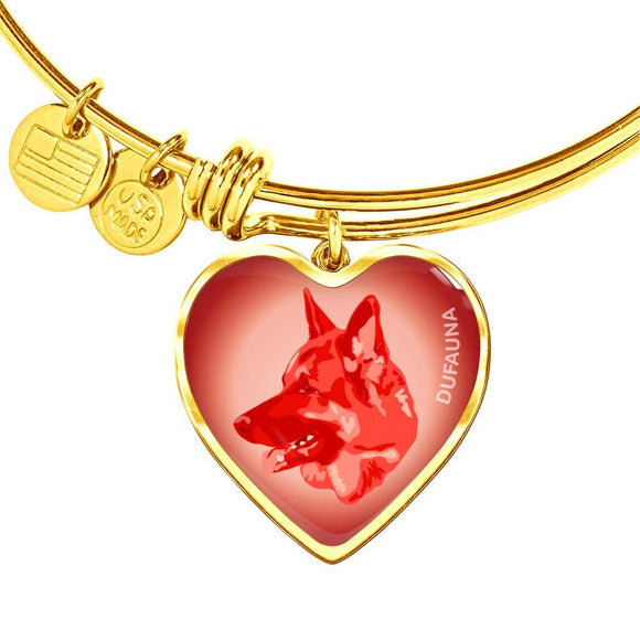 Red German Shepherd Profile Heart Bangle Bracelet D12 - Dufauna - Topfauna