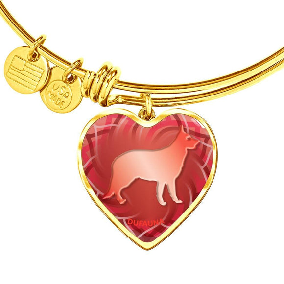 Red German Shepherd Silhouette Heart Bangle Bracelet D17 - Dufauna - Topfauna