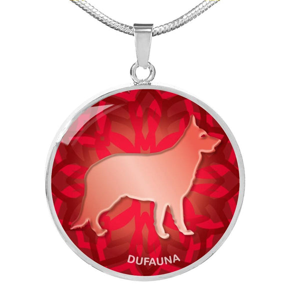 Red German Shepherd Silhouette Necklace D18 - Dufauna - Topfauna