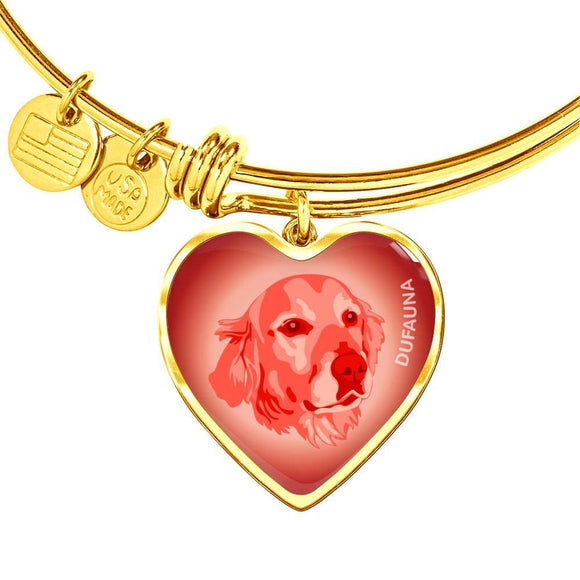 Red Golden Retriever Profile Heart Bangle Bracelet D12 - Dufauna - Topfauna