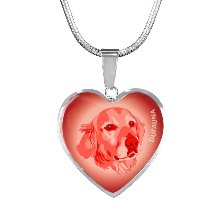 Red Golden Retriever Profile Heart Necklace D12 - Dufauna - Topfauna