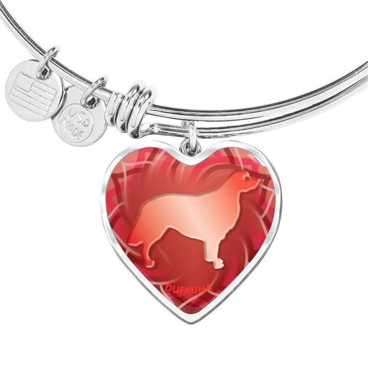 Red Golden Retriever Silhouette Heart Bangle Bracelet D17 - Dufauna - Topfauna