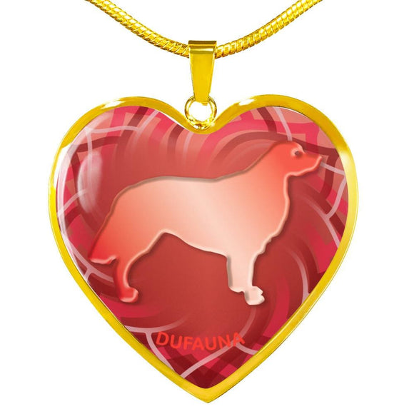 Red Golden Retriever Silhouette Heart Necklace D17 - Dufauna - Topfauna