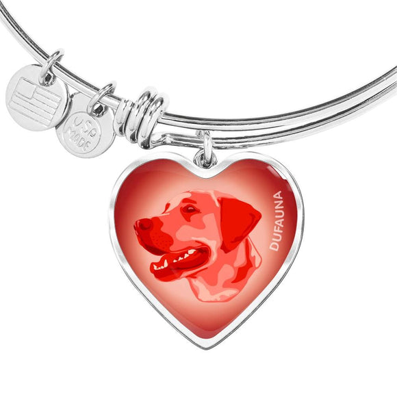 Red Labrador Profile Heart Bangle Bracelet D12 - Dufauna - Topfauna