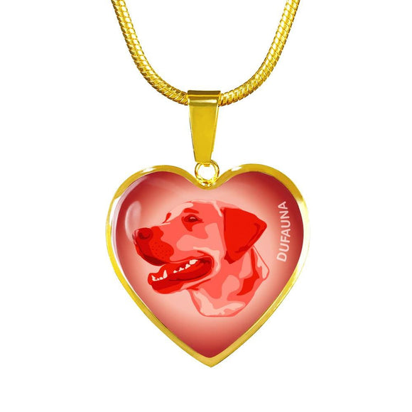 Red Labrador Profile Heart Necklace D12 - Dufauna - Topfauna