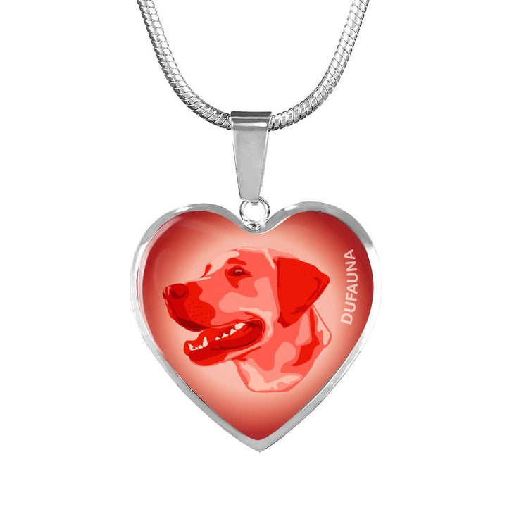 Red Labrador Profile Heart Necklace D12 - Dufauna - Topfauna