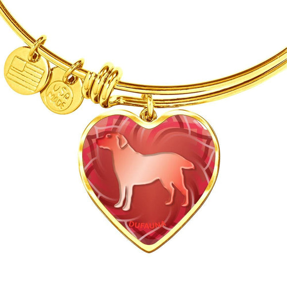 Red Labrador Silhouette Heart Bangle Bracelet D17 - Dufauna - Topfauna