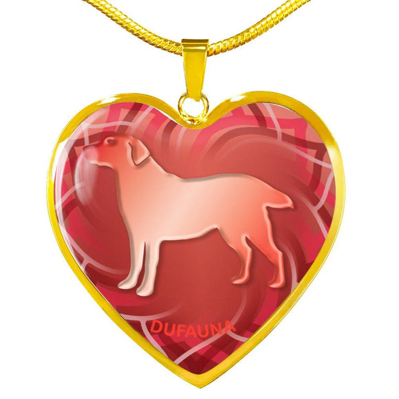 Red Labrador Silhouette Heart Necklace D17 - Dufauna - Topfauna