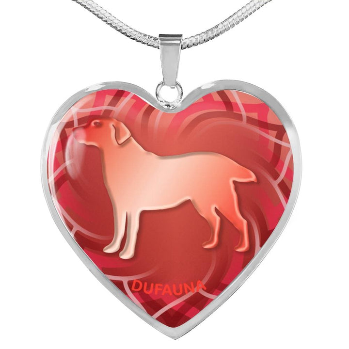 Red Labrador Silhouette Heart Necklace D17 - Dufauna - Topfauna