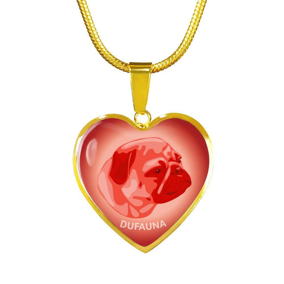 Red Pug Profile Heart Necklace D12 - Dufauna - Topfauna