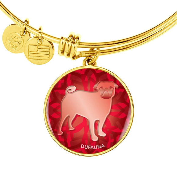 Red Pug Silhouette Bangle Bracelet D18 - Dufauna - Topfauna