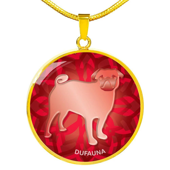 Red Pug Silhouette Necklace D18 - Dufauna - Topfauna