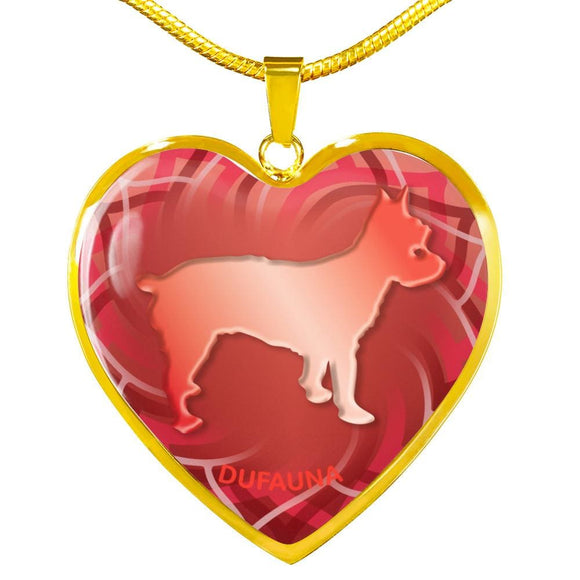Red Yorkie Silhouette Heart Necklace D17 - Dufauna - Topfauna