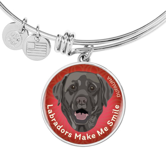 Red/black Coat Labradors Make Me Smile Bangle Bracelet D19 - Dufauna - Topfauna
