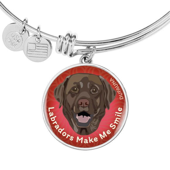 Red/chocolate Coat Labradors Make Me Smile Bangle Bracelet D19 - Dufauna - Topfauna