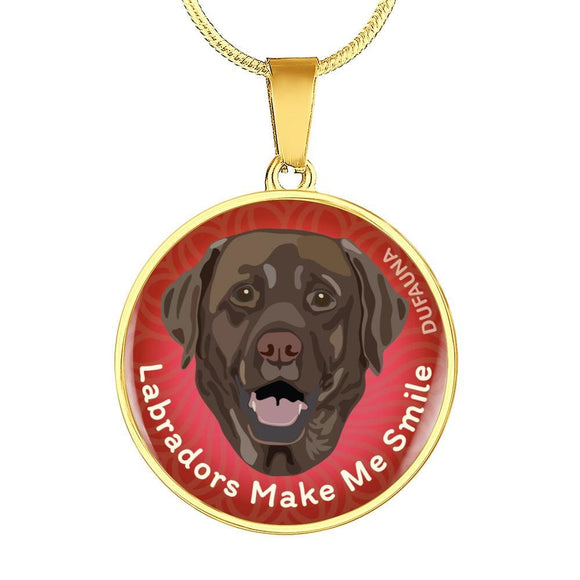 Red/chocolate Coat Labradors Make Me Smile Necklace D19 - Dufauna - Topfauna